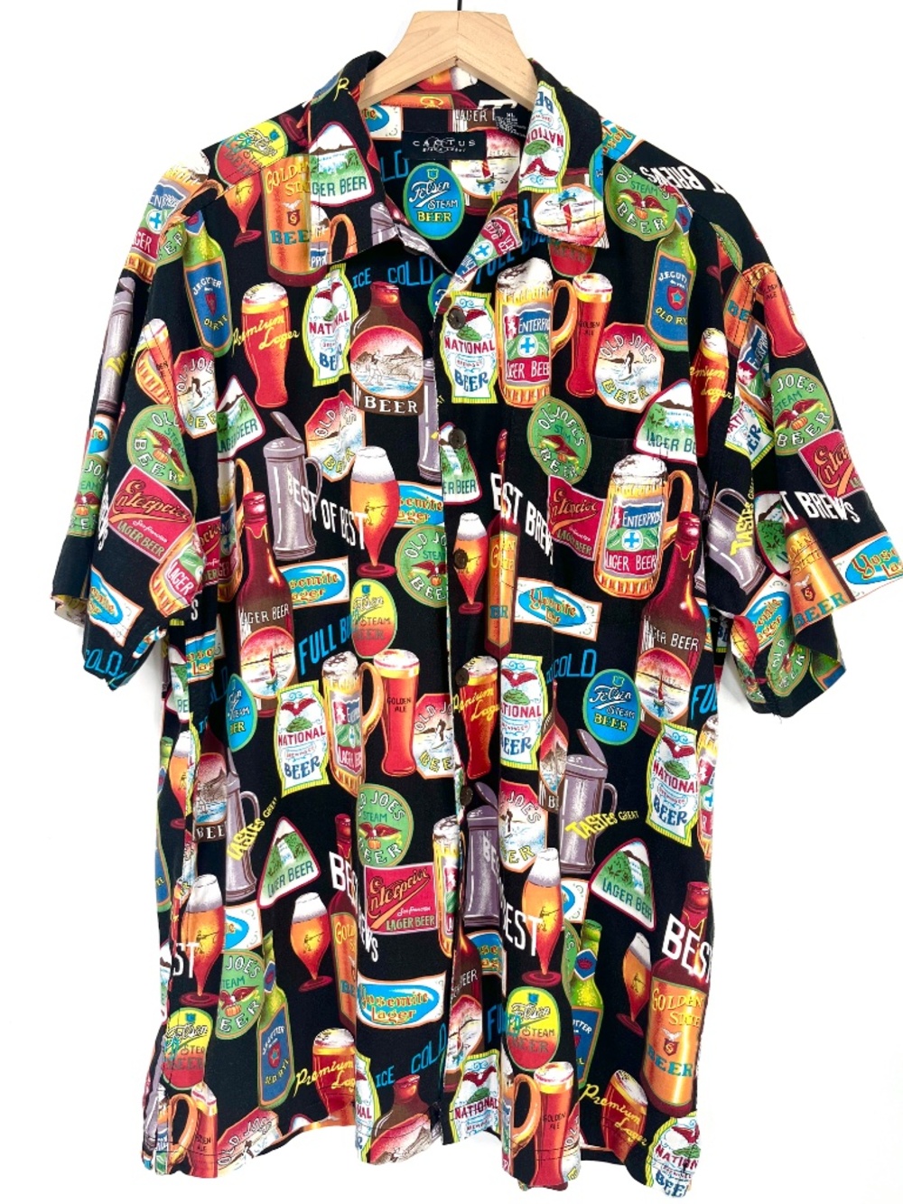 Cactus Vintage Hawaiian Shirt Beer Labels Ale Print Camp Shirt